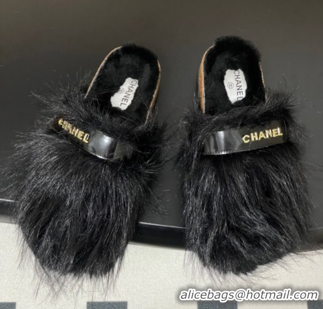 Sumptuous Chanel Wool Platform Mules Black 2025 CH110309 1103096
