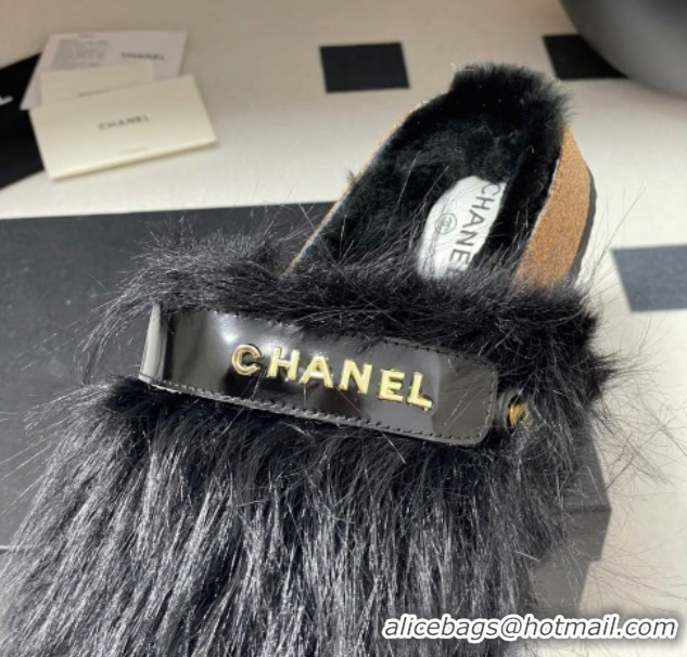 Sumptuous Chanel Wool Platform Mules Black 2025 CH110309 1103096
