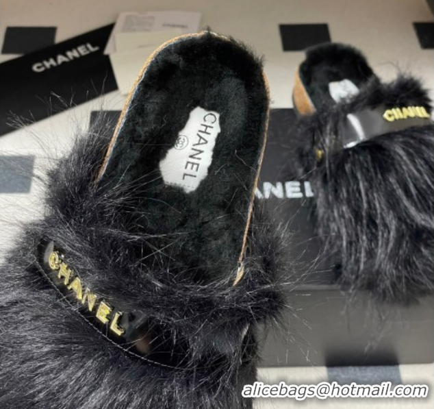 Sumptuous Chanel Wool Platform Mules Black 2025 CH110309 1103096
