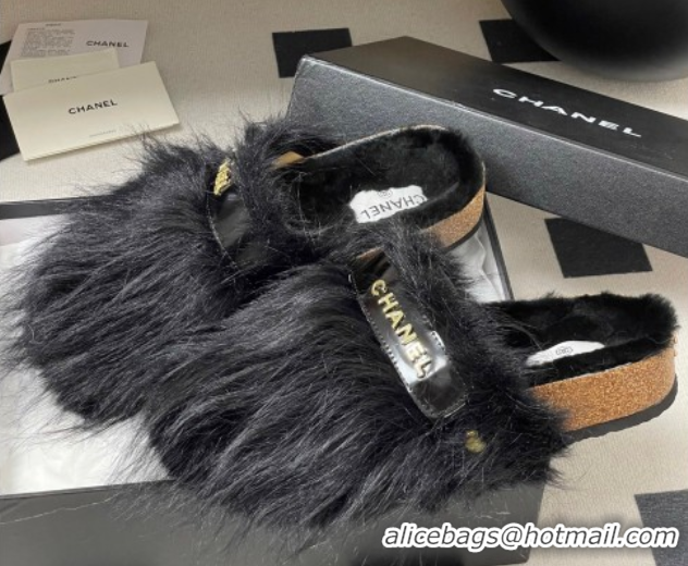 Sumptuous Chanel Wool Platform Mules Black 2025 CH110309 1103096