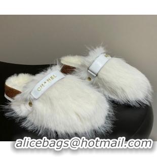 Popular Style Chanel Wool Platform Mules White 2025 CH110309 1103097