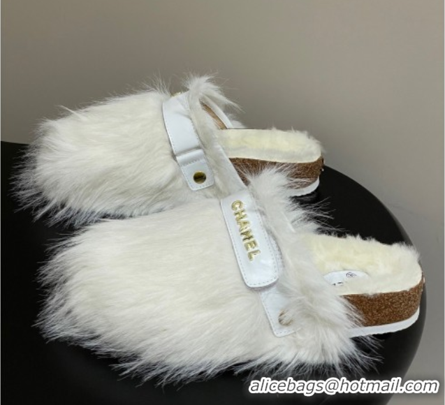 Popular Style Chanel Wool Platform Mules White 2025 CH110309 1103097