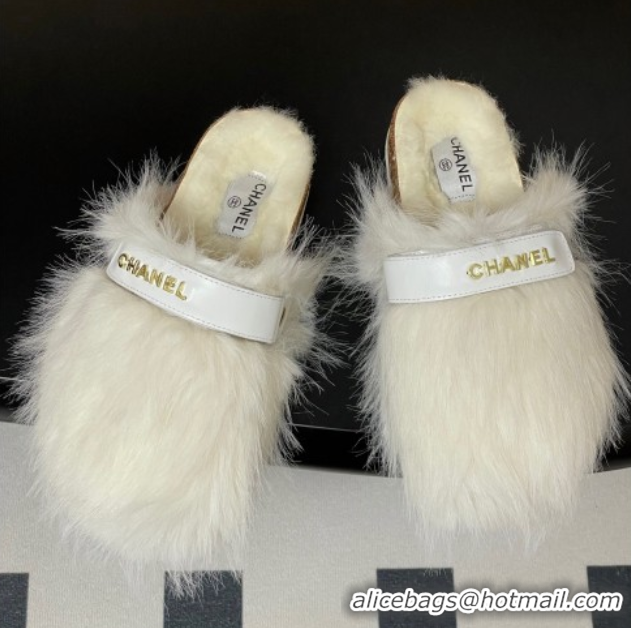 Popular Style Chanel Wool Platform Mules White 2025 CH110309 1103097