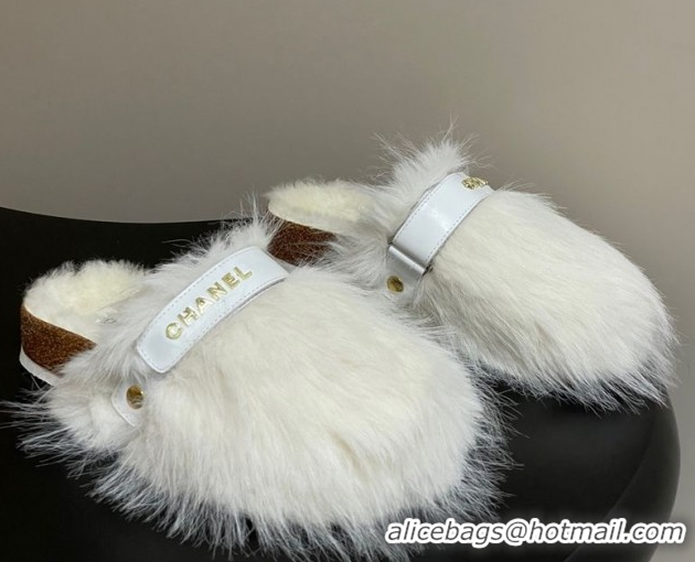 Popular Style Chanel Wool Platform Mules White 2025 CH110309 1103097