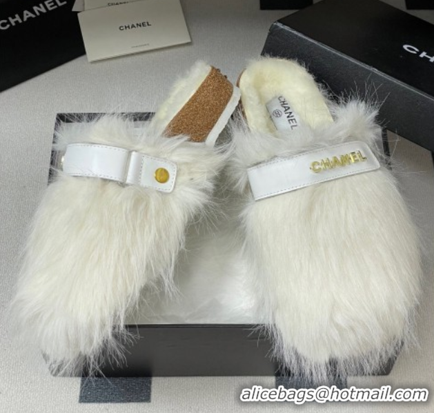 Popular Style Chanel Wool Platform Mules White 2025 CH110309 1103097