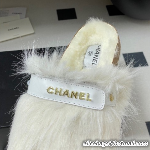 Popular Style Chanel Wool Platform Mules White 2025 CH110309 1103097