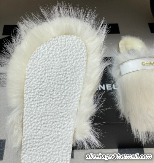 Popular Style Chanel Wool Platform Mules White 2025 CH110309 1103097