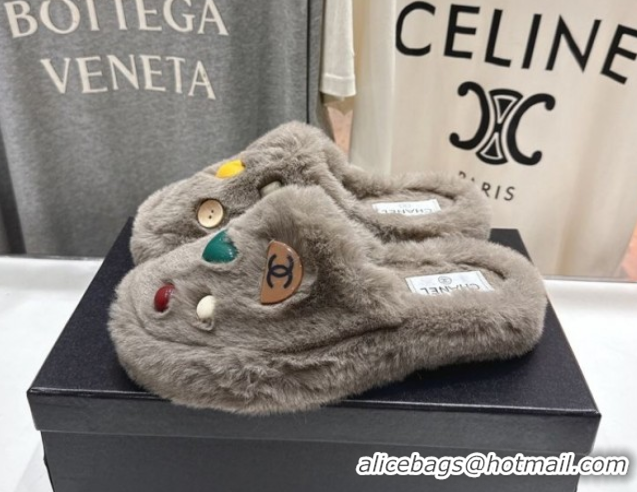 Stylish Chanel Wool and Charm Mules Grey CH110310 1103098