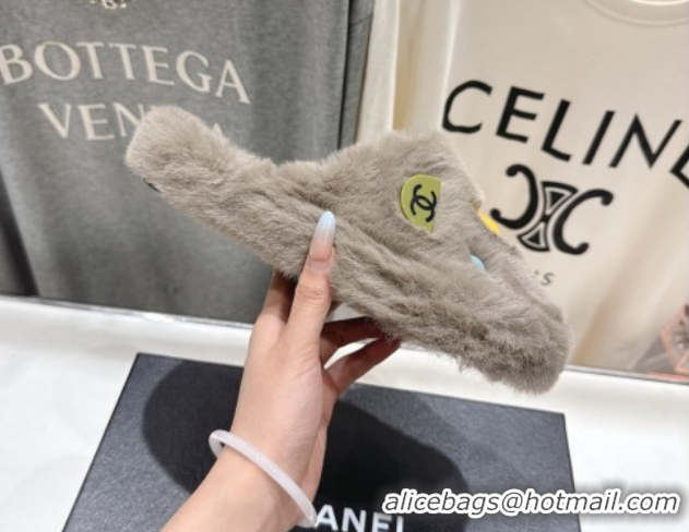 Stylish Chanel Wool and Charm Mules Grey CH110310 1103098