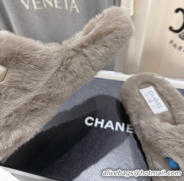 Stylish Chanel Wool and Charm Mules Grey CH110310 1103098