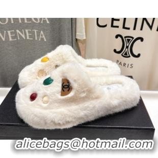 Best Price Chanel Wool and Charm Mules White 2025 CH110310 1103099