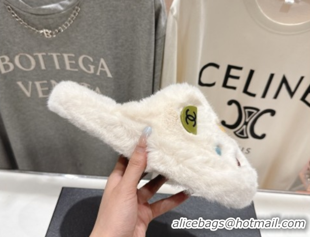 Best Price Chanel Wool and Charm Mules White 2025 CH110310 1103099