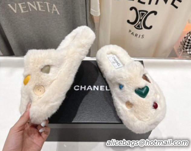 Best Price Chanel Wool and Charm Mules White 2025 CH110310 1103099