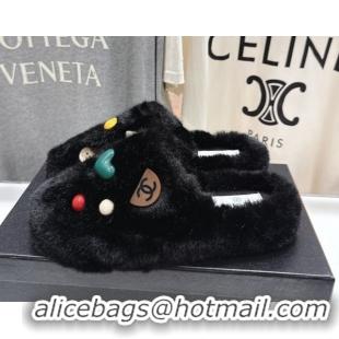 Buy Luxury Chanel Wool and Charm Mules Black 2025 CH110310 1103100