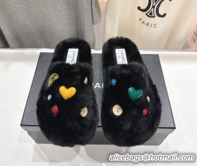 Buy Luxury Chanel Wool and Charm Mules Black 2025 CH110310 1103100