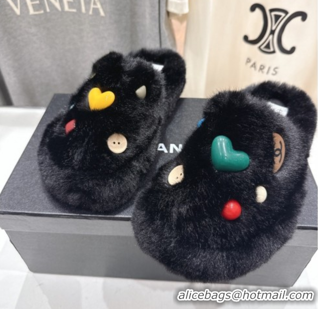 Buy Luxury Chanel Wool and Charm Mules Black 2025 CH110310 1103100