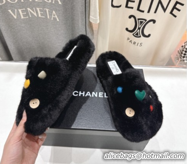 Buy Luxury Chanel Wool and Charm Mules Black 2025 CH110310 1103100