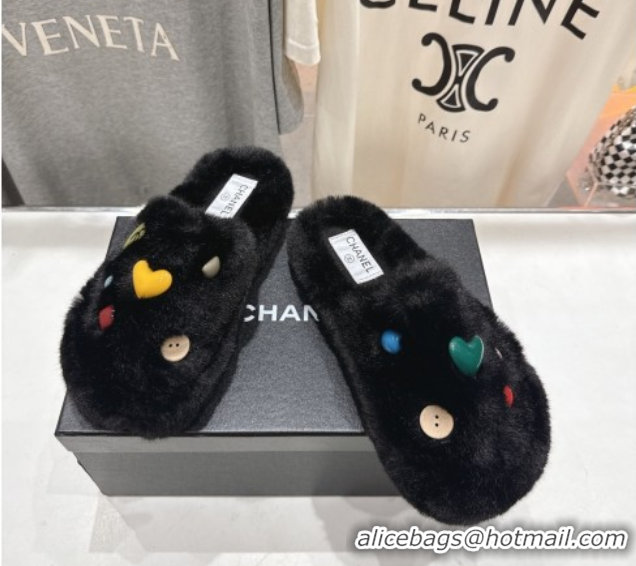 Buy Luxury Chanel Wool and Charm Mules Black 2025 CH110310 1103100