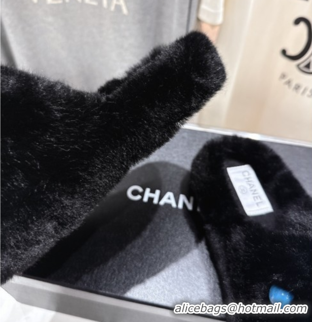 Buy Luxury Chanel Wool and Charm Mules Black 2025 CH110310 1103100