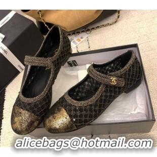 Sophisticated Chanel Leather, Mesh and Sequins Mary Janes Ballets Flat Black 2025 CH110311 1103107