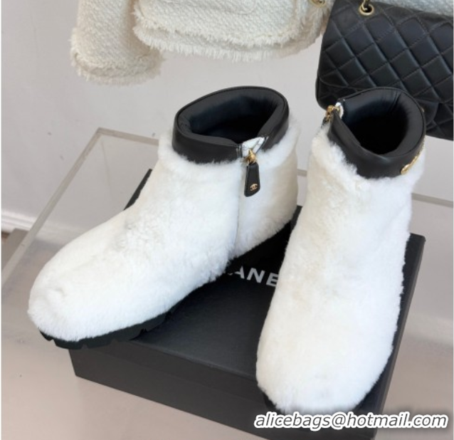 Stylish Chanel Wool Platform Ankle Boots White 2025 CH110315 1103119