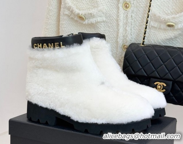 Stylish Chanel Wool Platform Ankle Boots White 2025 CH110315 1103119