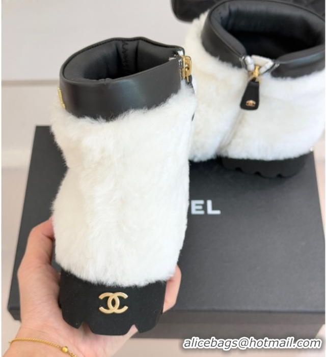 Stylish Chanel Wool Platform Ankle Boots White 2025 CH110315 1103119