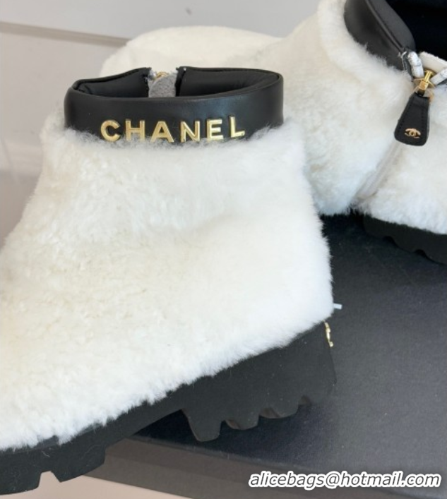 Stylish Chanel Wool Platform Ankle Boots White 2025 CH110315 1103119