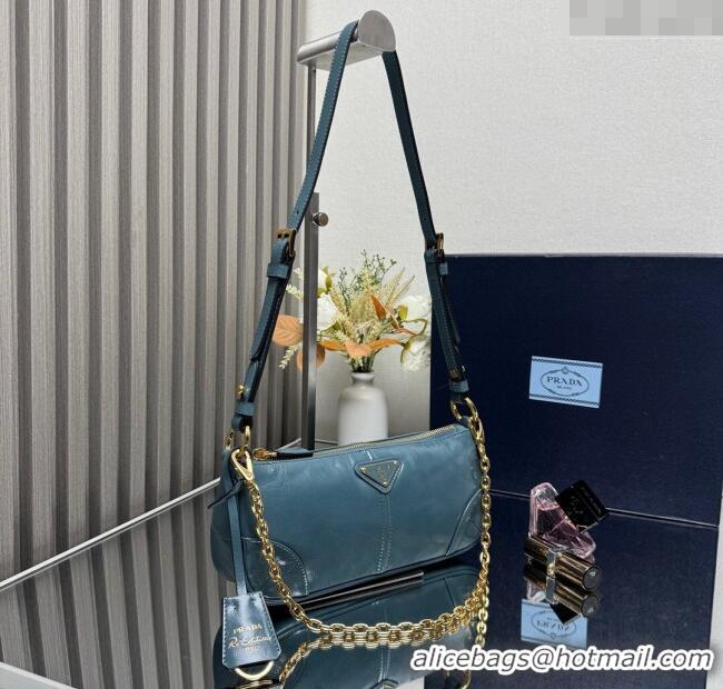 Affordable Price Prada Re-Edition 2002 medium leather shoulder bag 1BC221 Green 2025