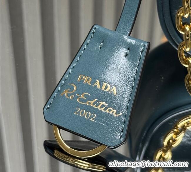 Affordable Price Prada Re-Edition 2002 medium leather shoulder bag 1BC221 Green 2025