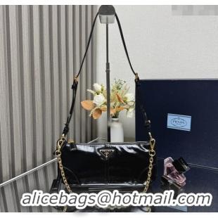 Well Crafted Prada Re-Edition 2002 medium leather shoulder bag 1BC221 Black 2025