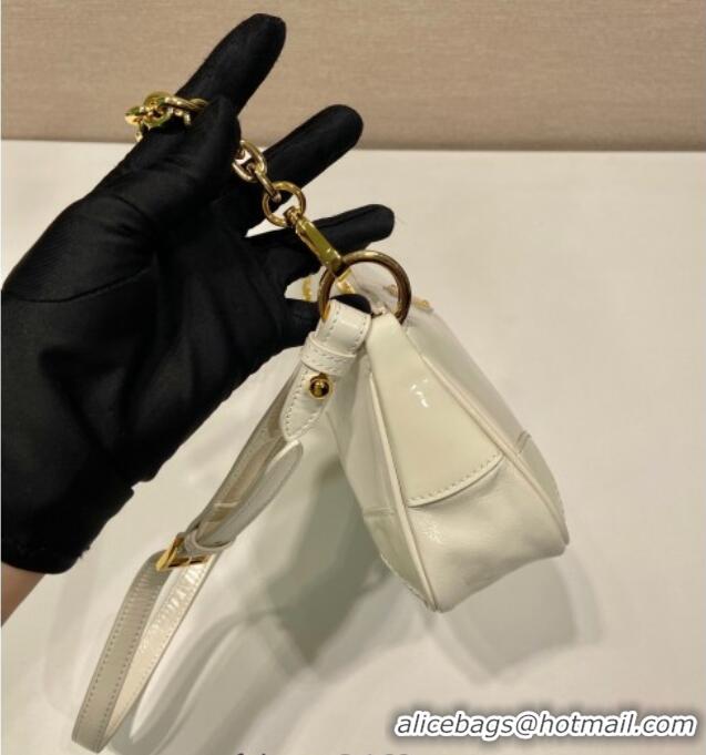 Well Crafted Prada Re-Edition 2002 medium leather shoulder bag 1BC221 White 2025