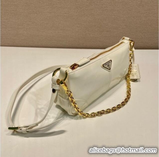 Well Crafted Prada Re-Edition 2002 medium leather shoulder bag 1BC221 White 2025