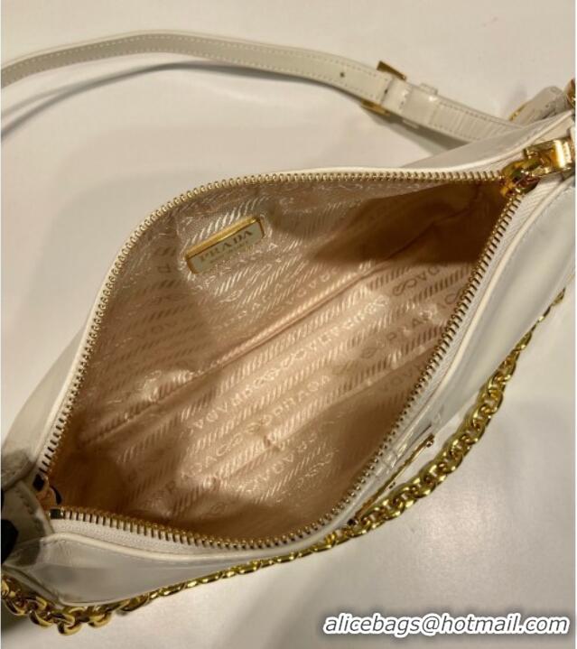 Well Crafted Prada Re-Edition 2002 medium leather shoulder bag 1BC221 White 2025