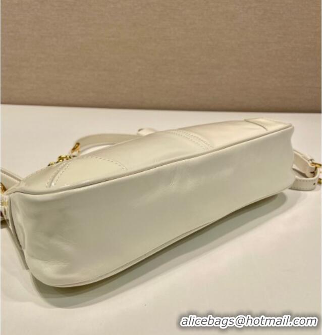 Well Crafted Prada Re-Edition 2002 medium leather shoulder bag 1BC221 White 2025