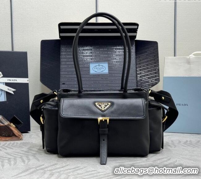 Promotional Prada Explore medium nappa leather tote bag 1BG596 Black 2025