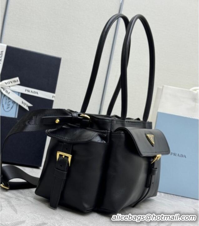 Promotional Prada Explore medium nappa leather tote bag 1BG596 Black 2025