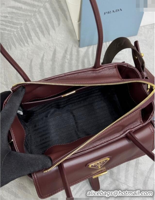 Promotional Prada Explore medium nappa leather tote bag 1BG596 Burgundy 2025