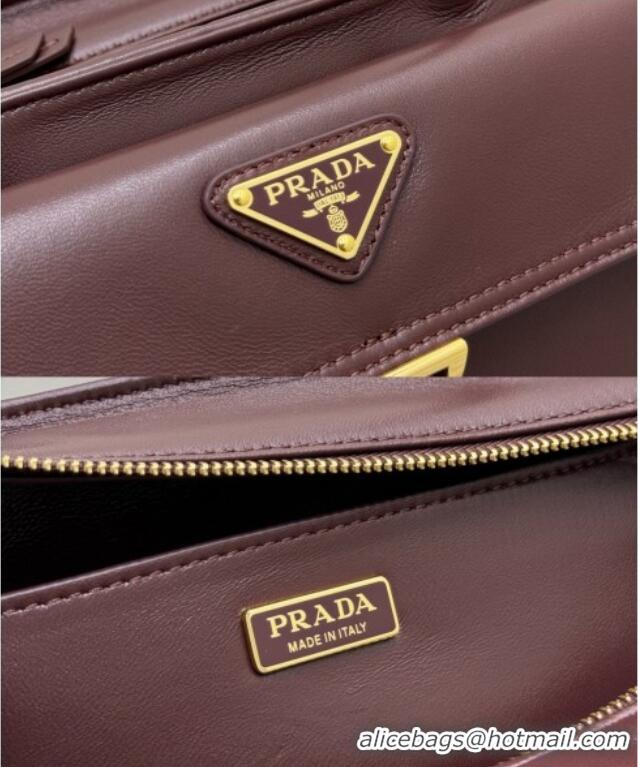 Promotional Prada Explore medium nappa leather tote bag 1BG596 Burgundy 2025