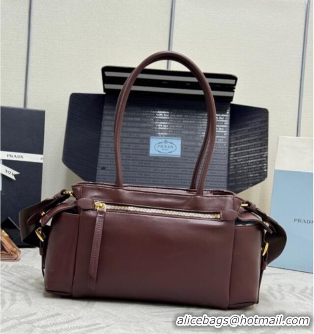 Promotional Prada Explore medium nappa leather tote bag 1BG596 Burgundy 2025