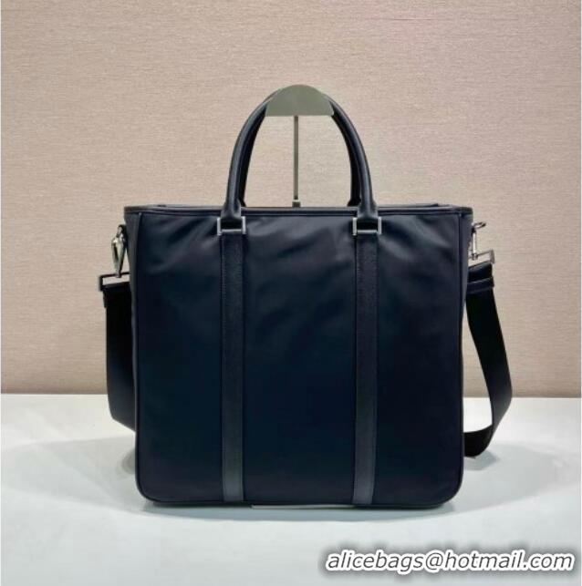 Super Quality Prada Mens Re-Nylon and Saffiano leather tote bag 2VG064 Black 2025
