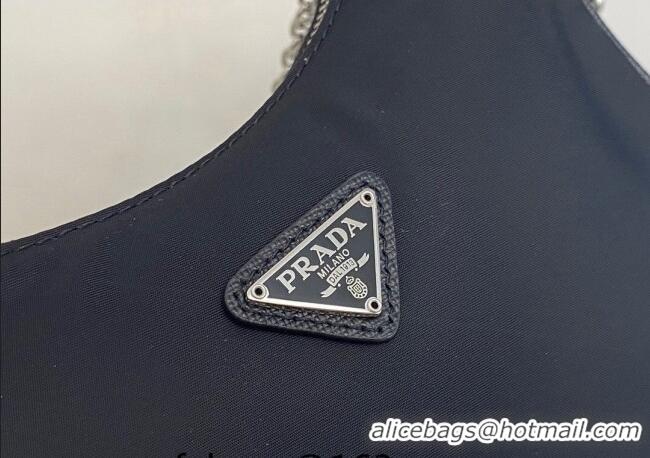 Luxury Cheap Prada Re-Edition 2005 Nylon Shoulder Bag 1BH204 Black 2025
