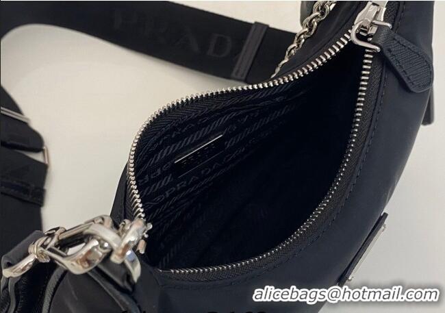 Luxury Cheap Prada Re-Edition 2005 Nylon Shoulder Bag 1BH204 Black 2025
