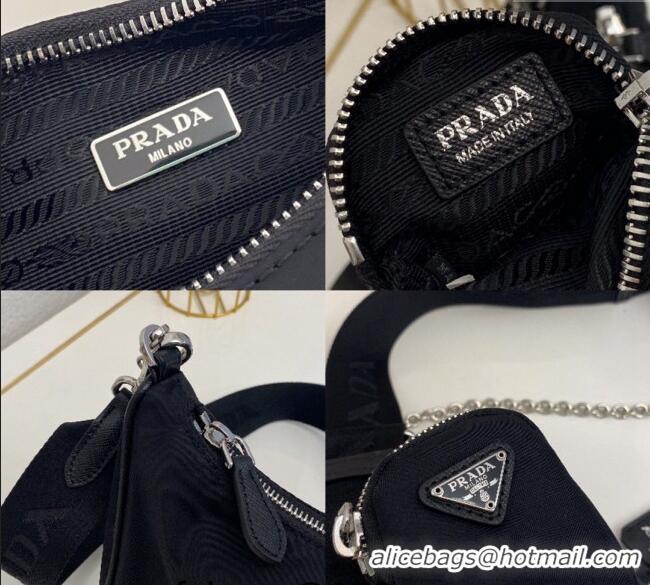 Luxury Cheap Prada Re-Edition 2005 Nylon Shoulder Bag 1BH204 Black 2025