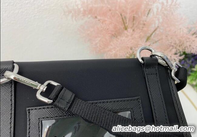 Shop Discount Prada Re-Nylon and Saffiano Leather Smartphone Case 2ZH108 Black 2025