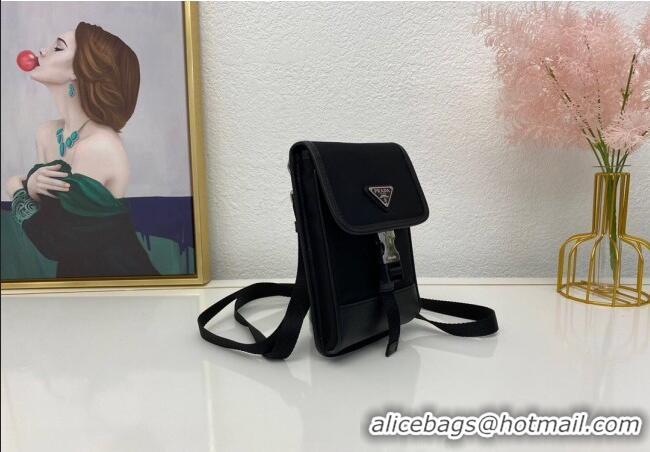 Trendy Design Prada Re-Nylon and Saffiano Leather Smartphone Case 2ZH109 Black 2025