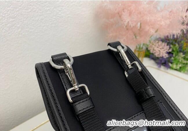 Trendy Design Prada Re-Nylon and Saffiano Leather Smartphone Case 2ZH109 Black 2025