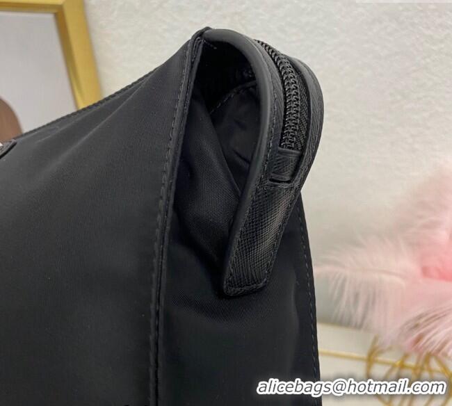 Grade Design Prada Re-Nylon and Saffiano Leather Necessaire Toiletry Clutch 2NE789 Black 2025
