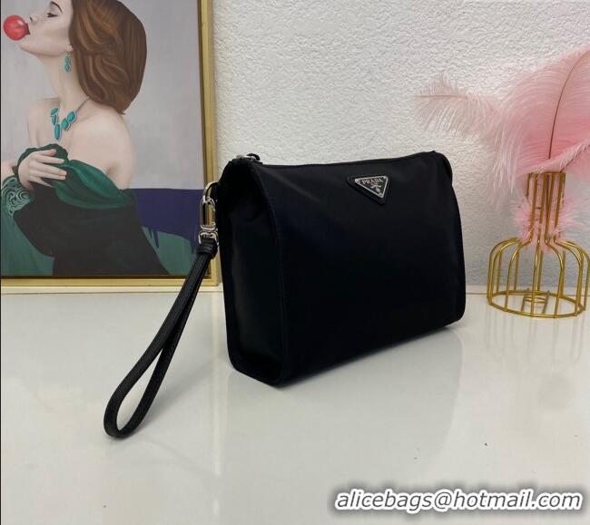 Grade Design Prada Re-Nylon and Saffiano Leather Necessaire Toiletry Clutch 2NE789 Black 2025