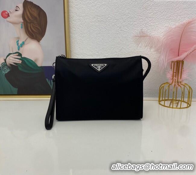 Grade Design Prada Re-Nylon and Saffiano Leather Necessaire Toiletry Clutch 2NE789 Black 2025
